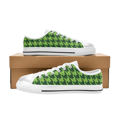 St Patricks Day Houndstooth Pattern Print LKS301 Women's White Low Top Shoes