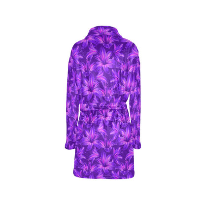 Amaryllis Pattern Print Design AL03 Women's Fleece Robe