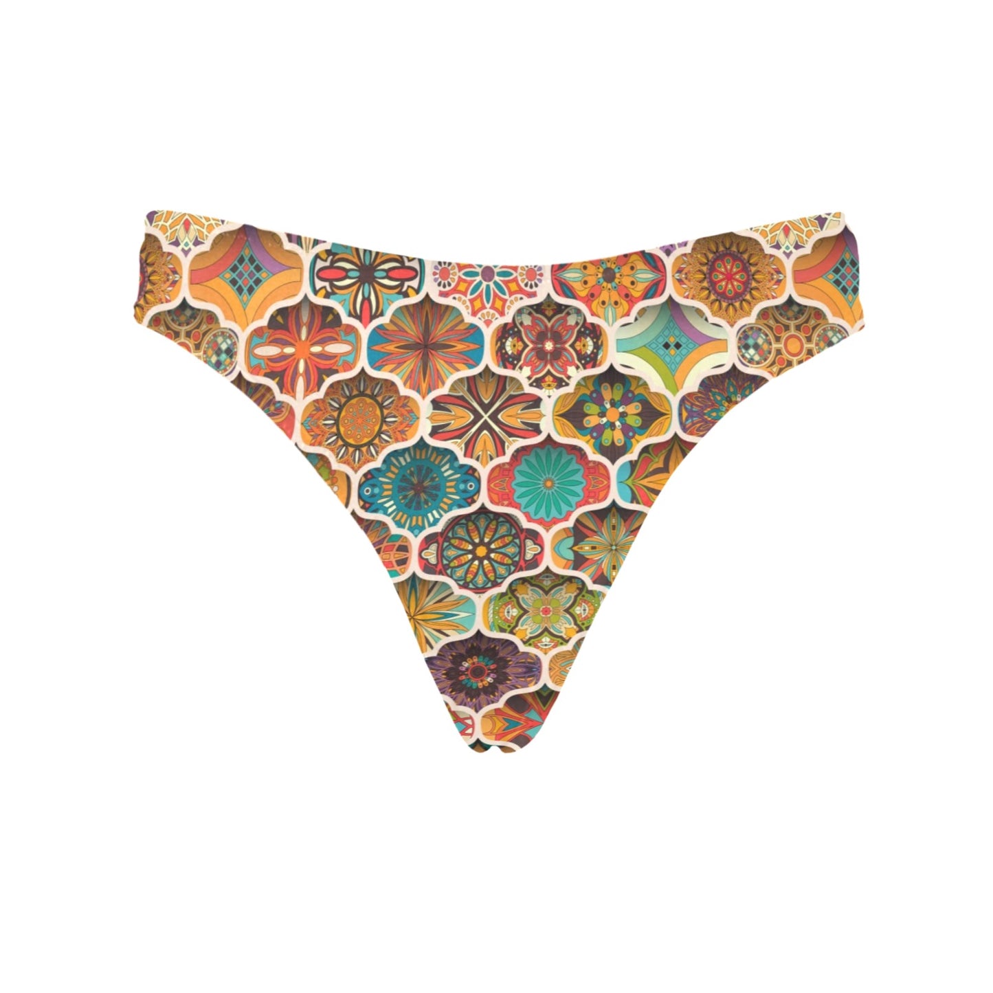 Mandala Mosaic Themed Design Print Women's Thongs