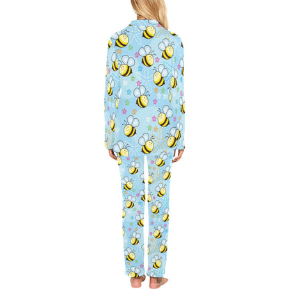 Bee Pattern Print Design BEE03 Women's Long Pajama Set