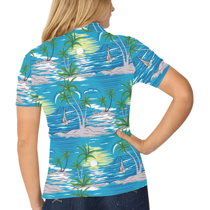 Palm Tree Beach Women's Polo Shirt