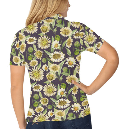 Daisy Vintage Print Pattern Women's Polo Shirt