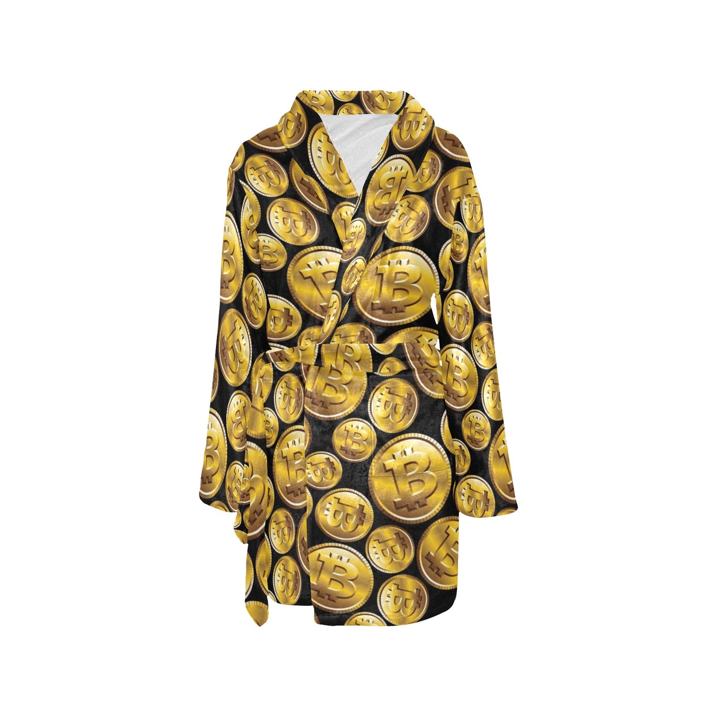Bitcoin Pattern Print Design DO05 Women's Fleece Robe
