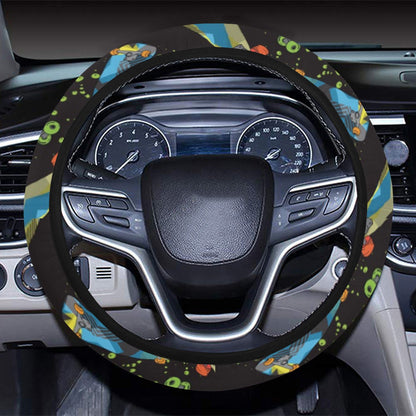 Skateboard Print Design LKS305 Steering Wheel Cover with Elastic Edge