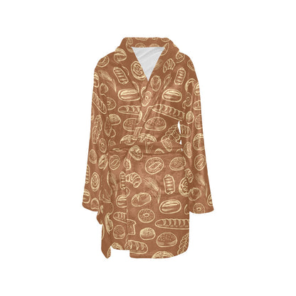 Bread Pattern Print Design 03 Women's Fleece Robe
