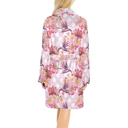 Bird Of Paradise Pattern Print Design BOP011 Women's Fleece Robe
