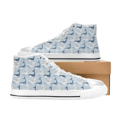 Whale Print Design LKS305 Men's High Top Canvas Shoes