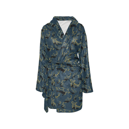 Koi Carp Gold Design Themed Print Women's Fleece Robe
