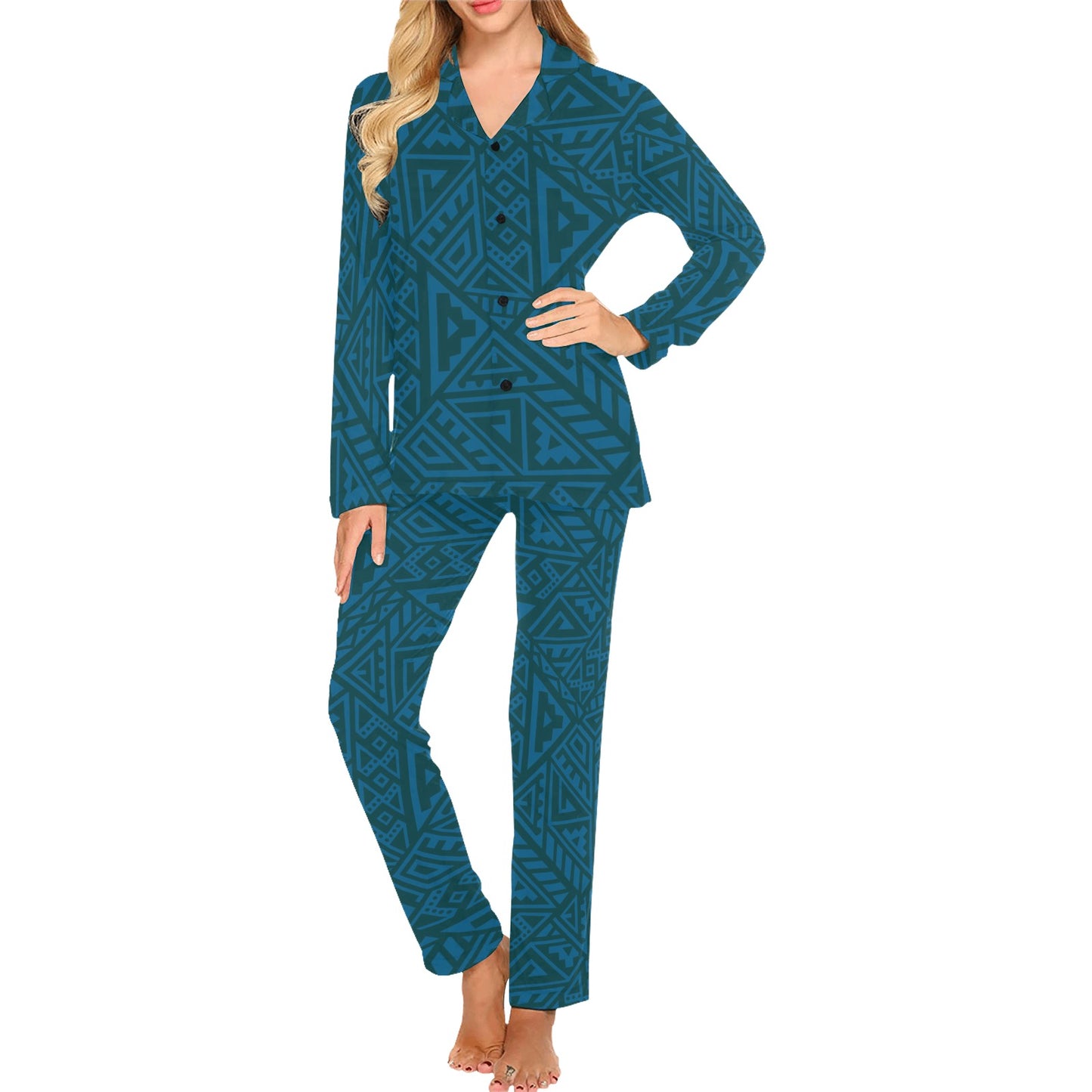 Maori Pattern Print Design 03 Women's Long Pajama Set