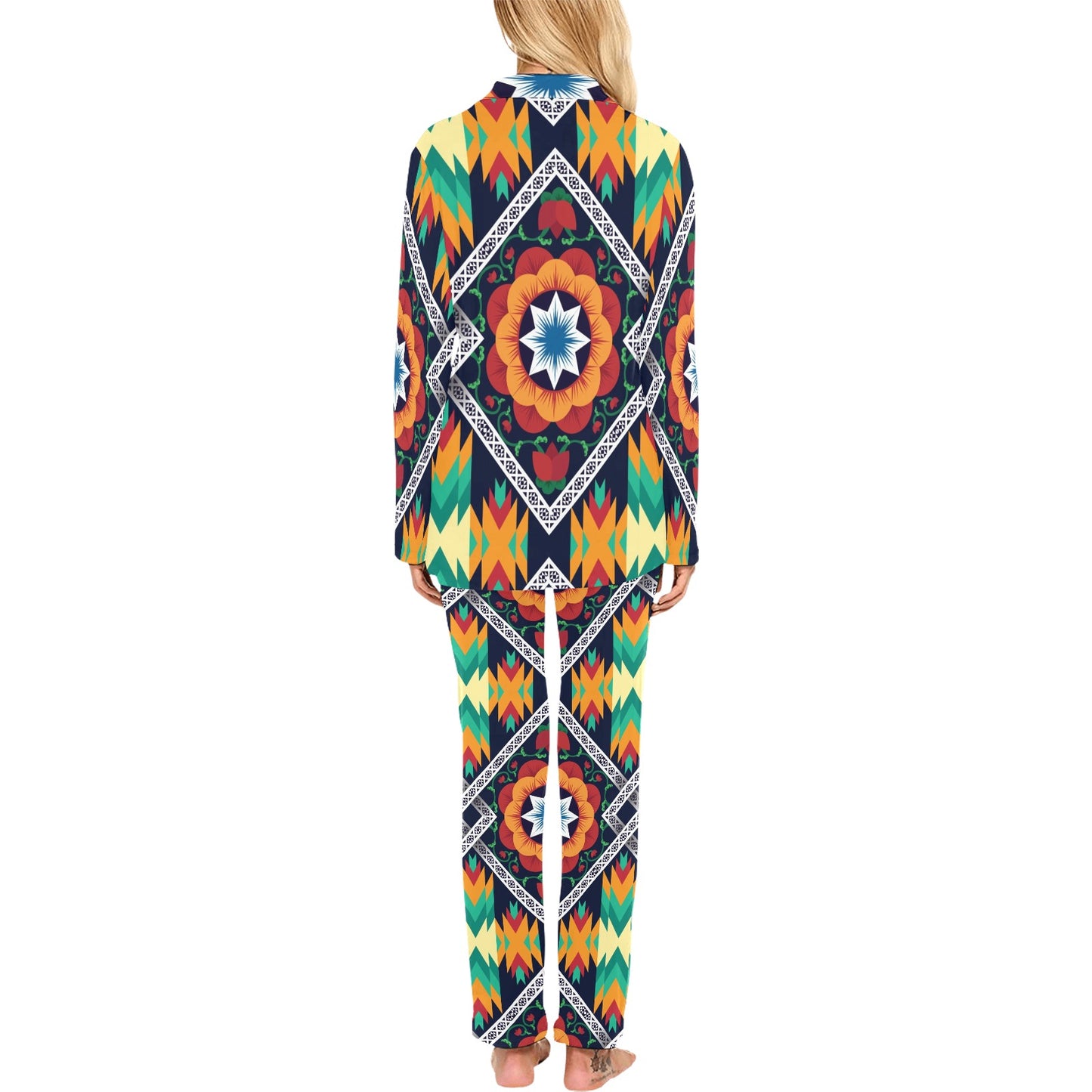 African Kente Women's Long Pajama Set