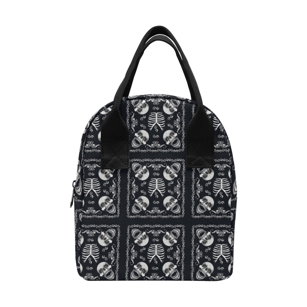 Bandana Skull Black White Print Design LKS306 Insulated Lunch Bag