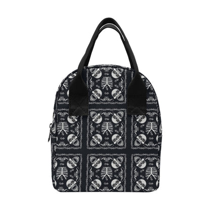 Bandana Skull Black White Print Design LKS306 Insulated Lunch Bag