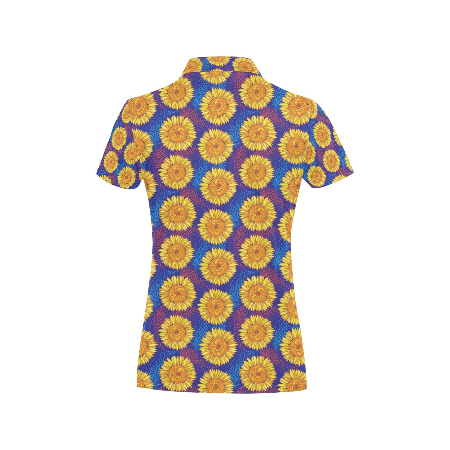 Sunflower Hand Drawn Style Print Women's Polo Shirt