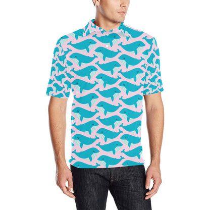 Whale Print Design LKS302 Men Polo Shirt