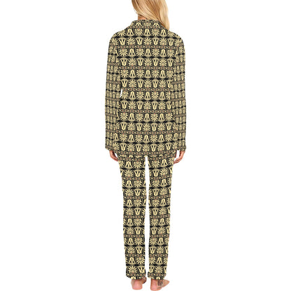 Ancient Greek Print Design LKS3014 Women's Long Pajama Set