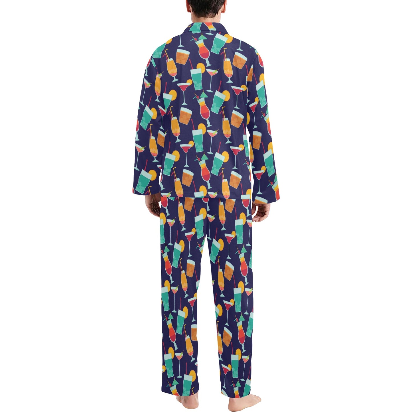 Cocktail Pattern Print Design 06 Men's Long Pajama Set