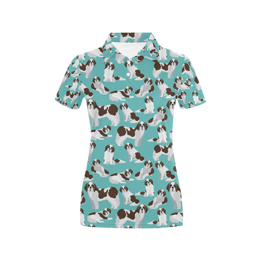 St Bernards Print Design LKS302 Women's Polo Shirt