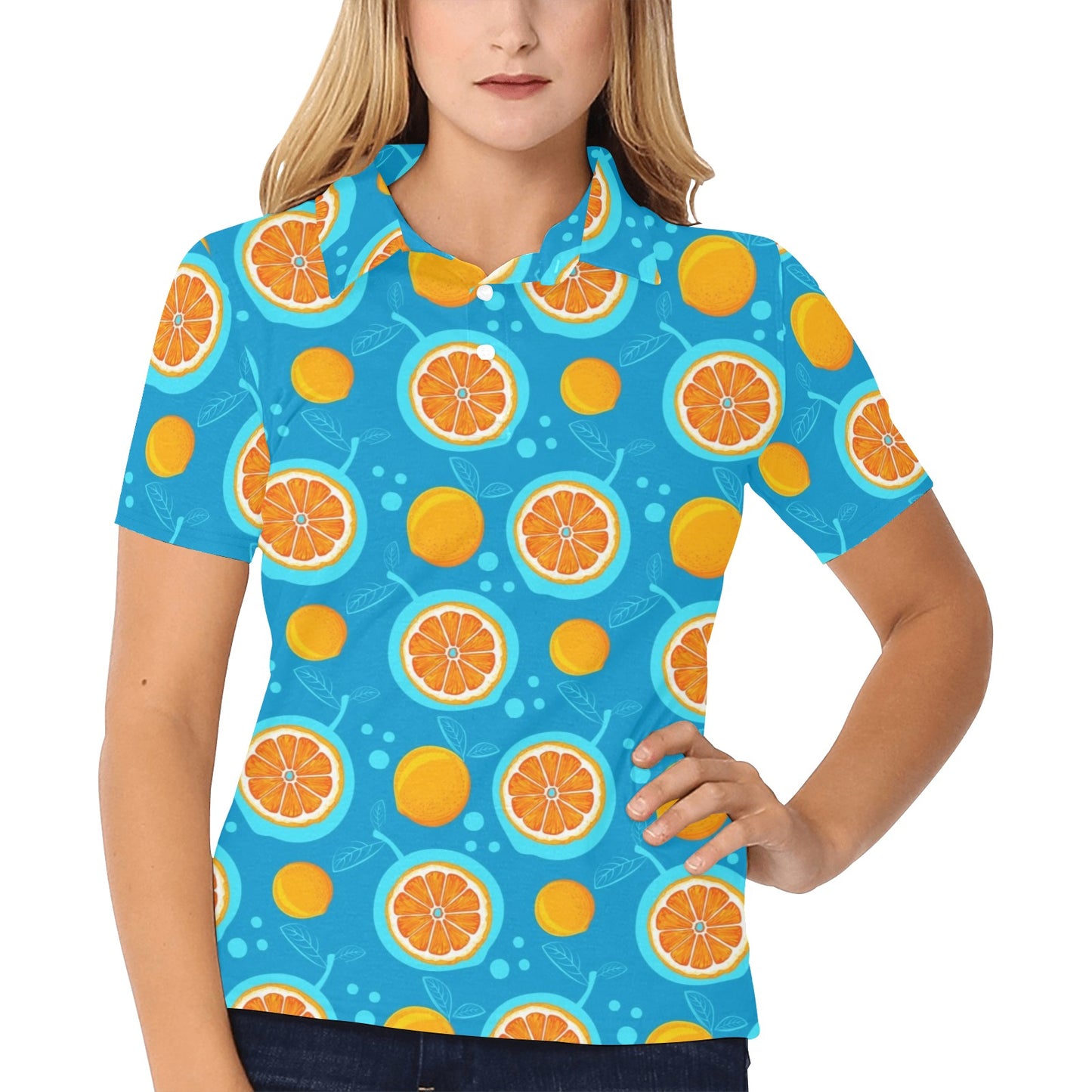 Grapefruit Pattern Print Design GF03 Women's Polo Shirt