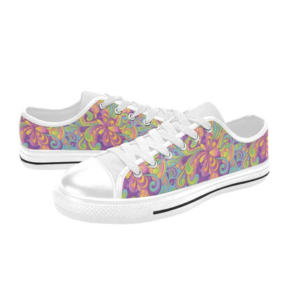 Trippy Print Design LKS306 Women's White Low Top Shoes