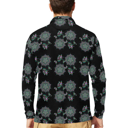 Dream Catcher Colorful Hand Draw Long Sleeve Polo Shirt For Men's