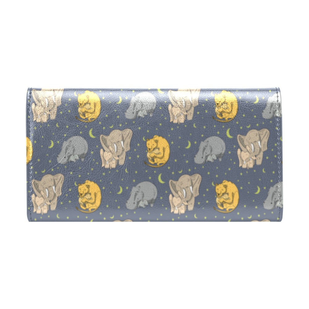 Safari Elephant Lion Print Design LKS303 Women's Trifold Wallet
