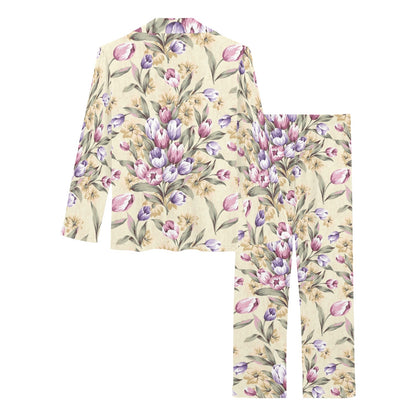 Tulip Pattern Print Design TP04 Women's Long Pajama Set
