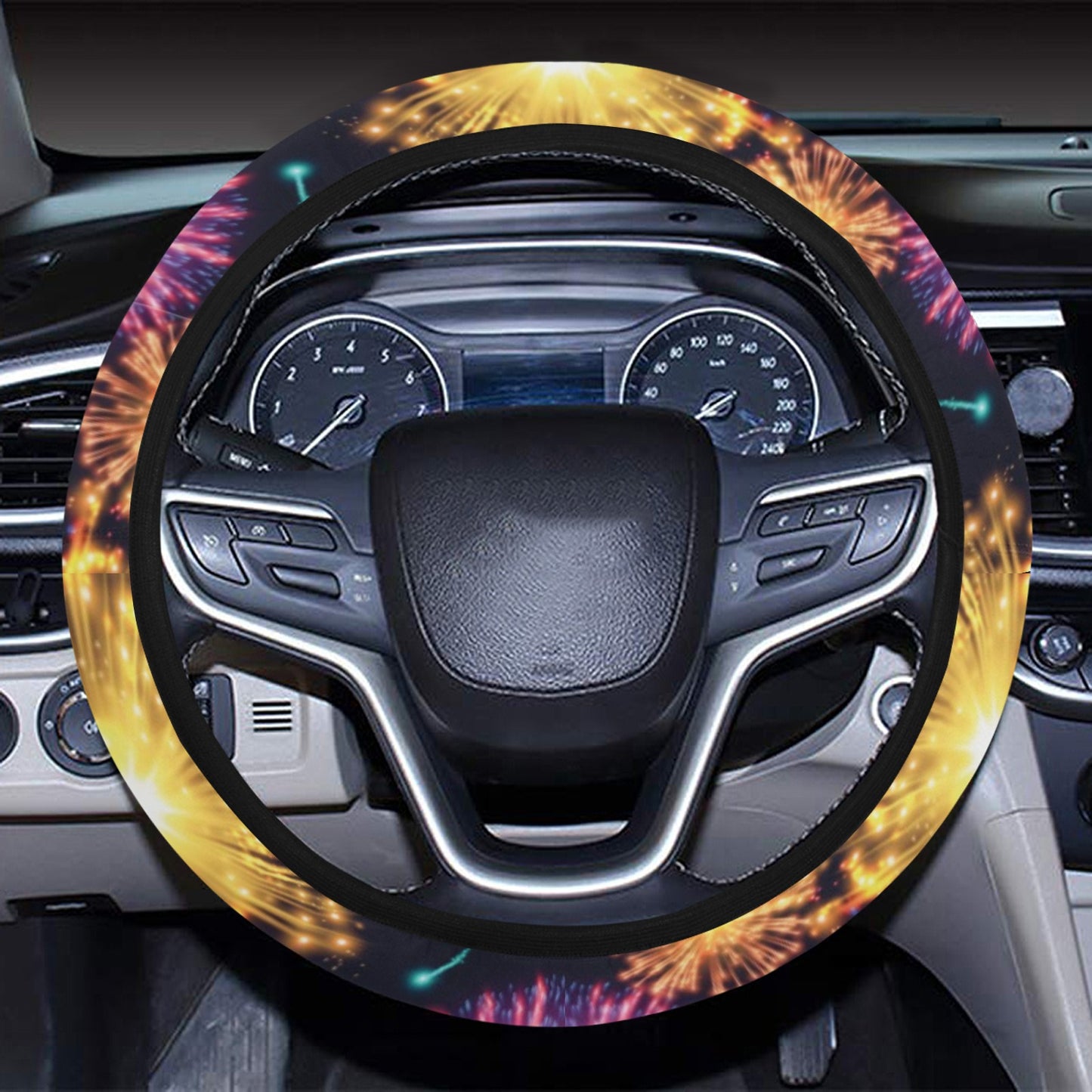 Firework Print Design LKS305 Steering Wheel Cover with Elastic Edge