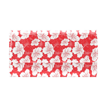 Flower Hawaiian Hibiscus Red Background Print Women's Trifold Wallet