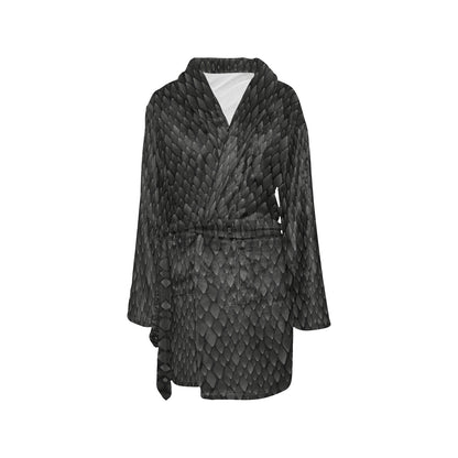 Snake Skin Black Print Women's Fleece Robe