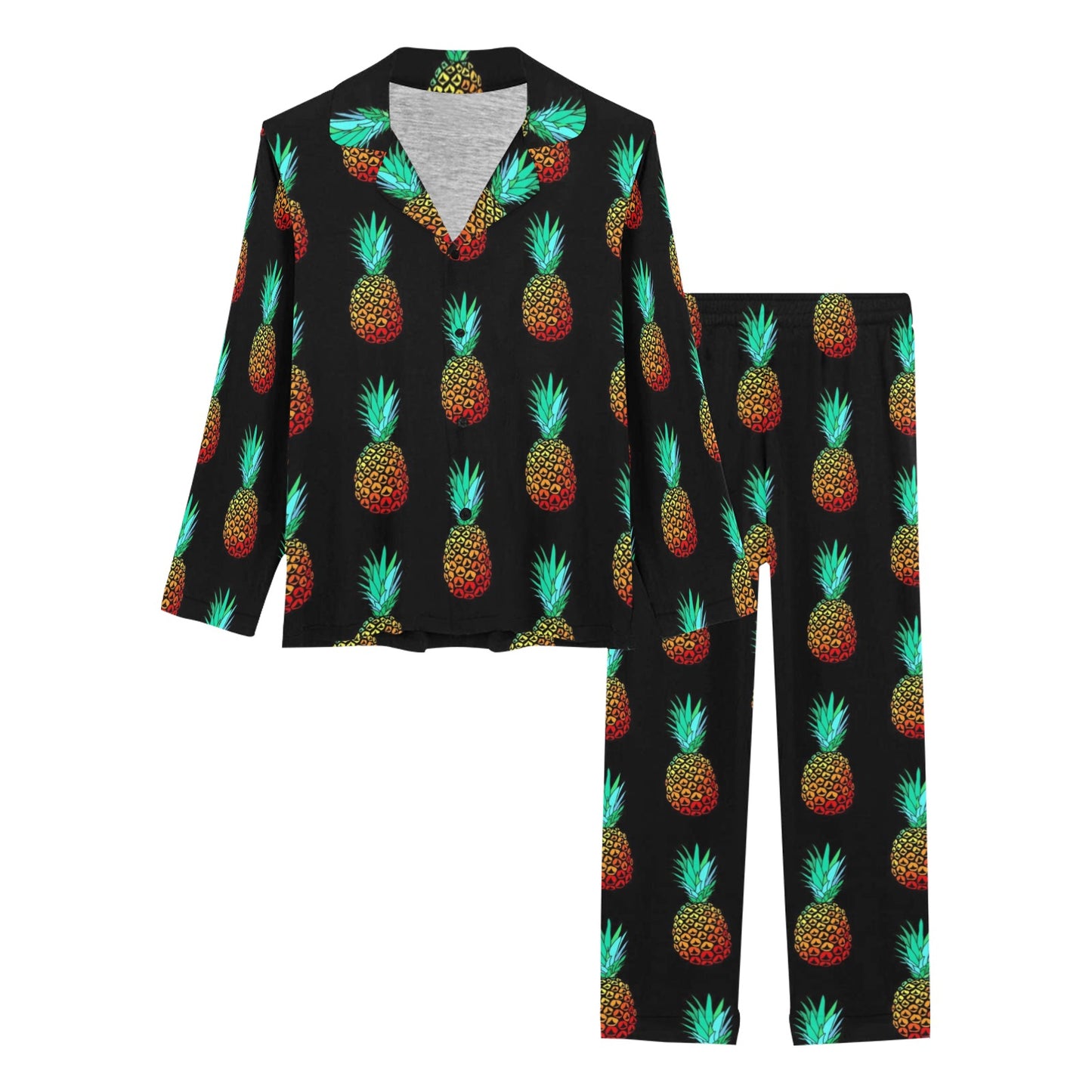 Pineapple Pattern Print Design A05 Women's Long Pajama Set