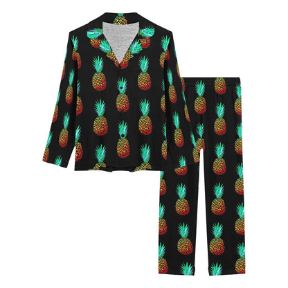 Pineapple Pattern Print Design A05 Women's Long Pajama Set