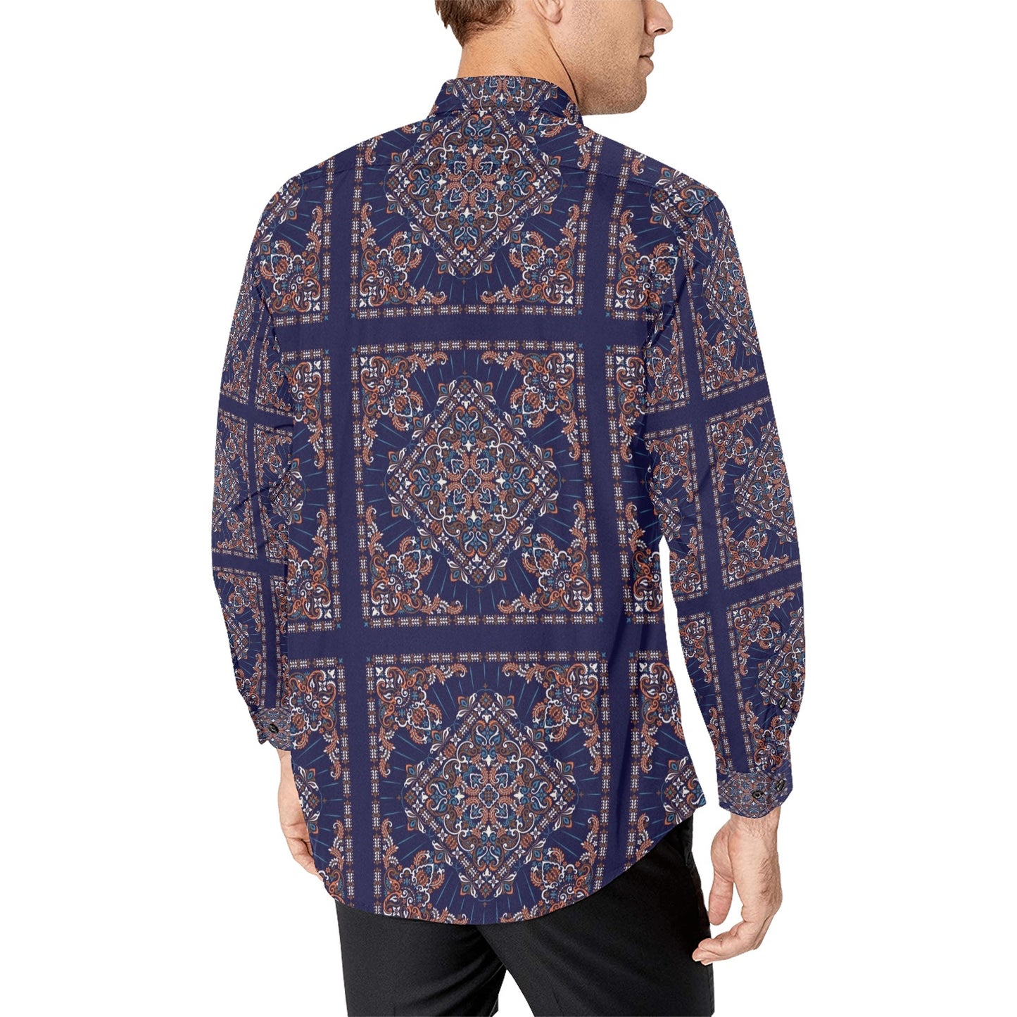 Bandana Print Design LKS3012 Men's Long Sleeve Dress Shirt