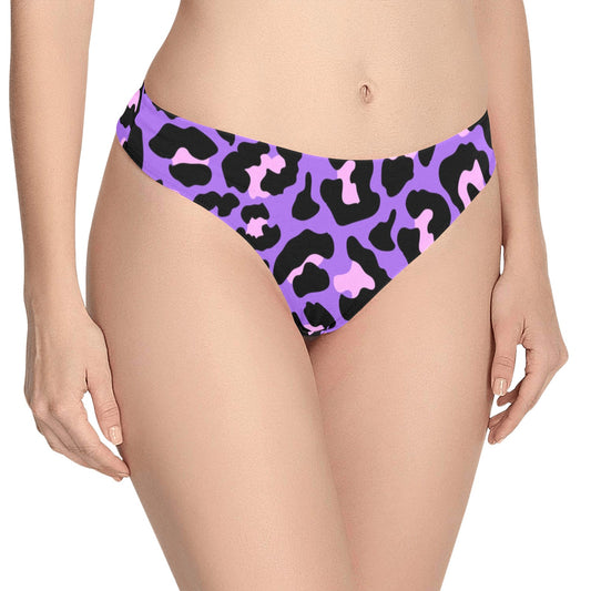 Cheetah Purple Neon Print Pattern Women's Thongs