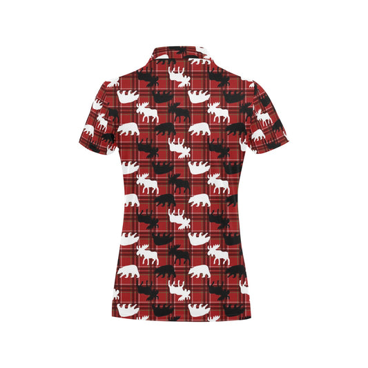 Moose Print Design LKS401 Women's Polo Shirt