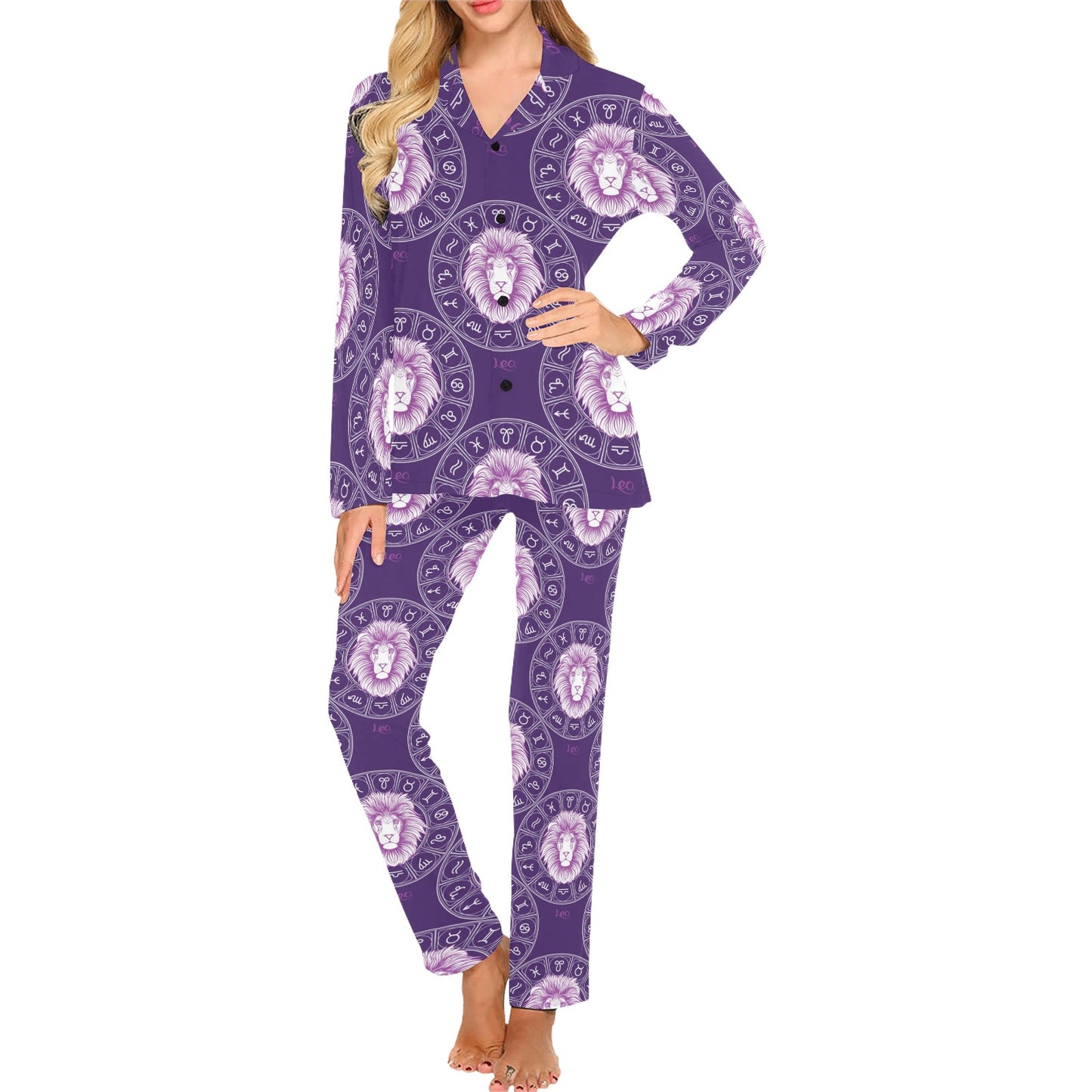 Leo Pattern Print Design 04 Women's Long Pajama Set