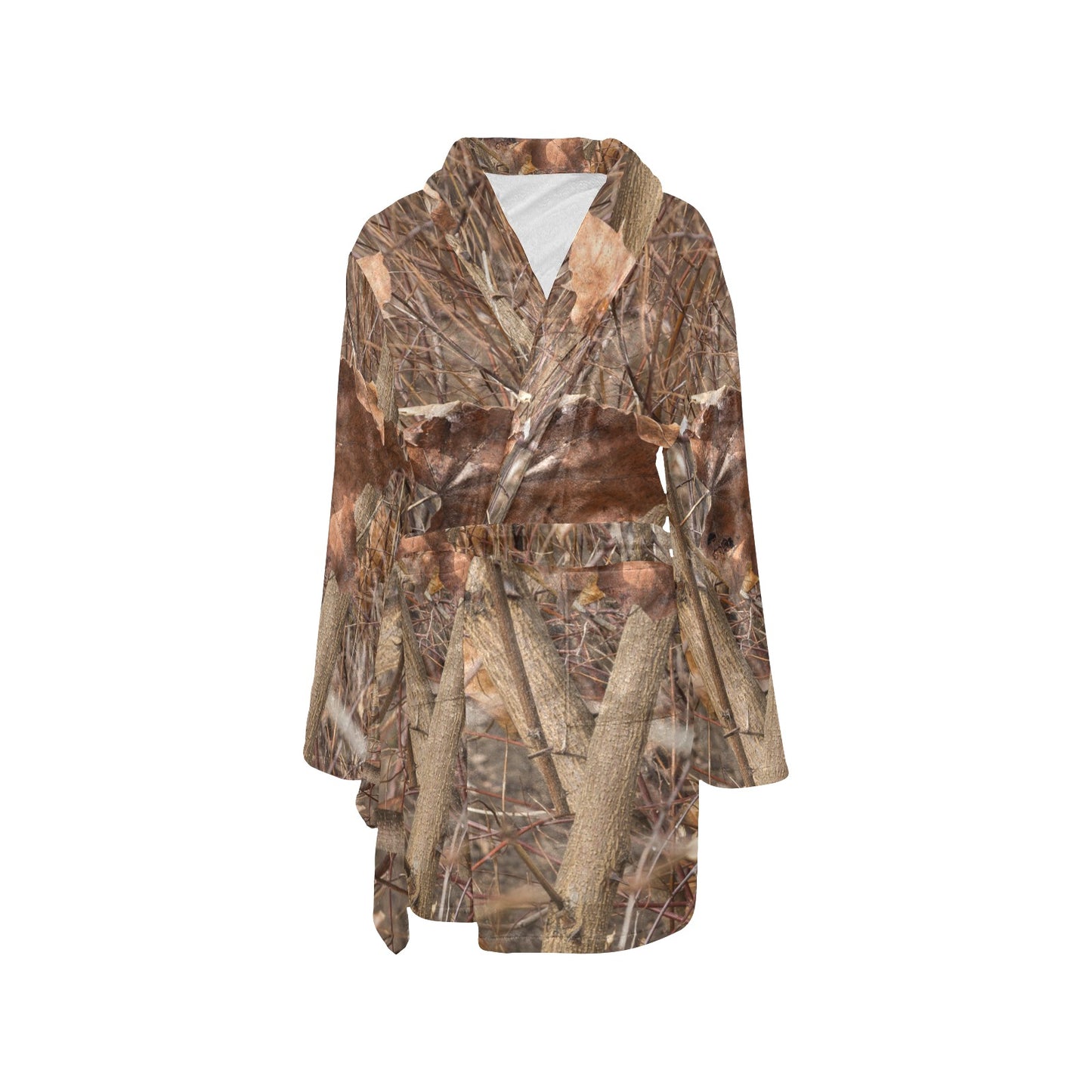 Camo Realistic Tree Forest Autumn Print Women's Fleece Robe