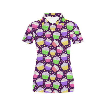 Cupcake Pattern Print Design CP07 Women's Polo Shirt