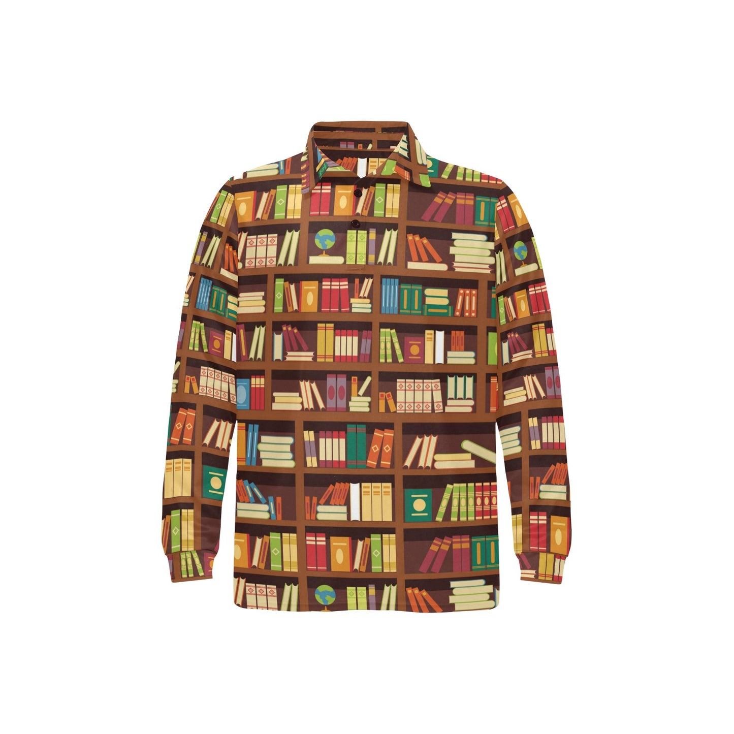 Book Pattern Print Design 06 Long Sleeve Polo Shirt For Men's