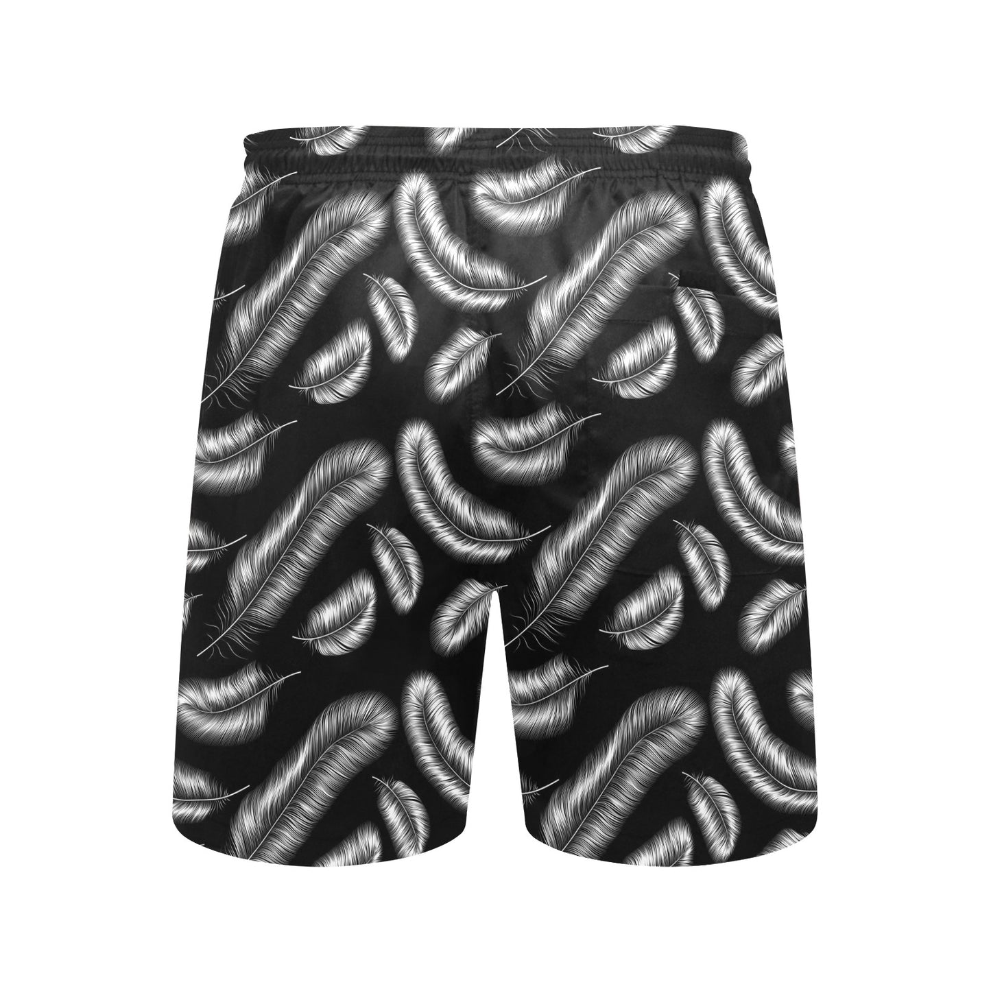 Feather Black White Design Print Men's Swim Trunks Beach Shorts