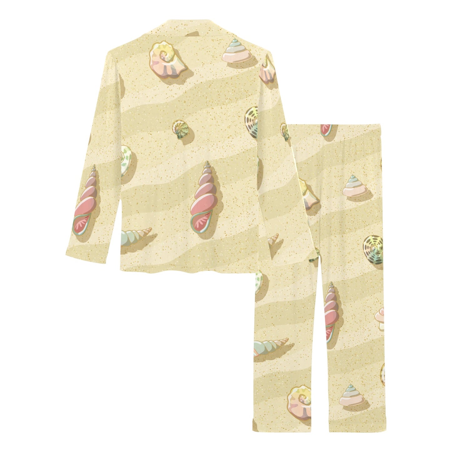 Beach with Seashell Theme Women's Long Pajama Set