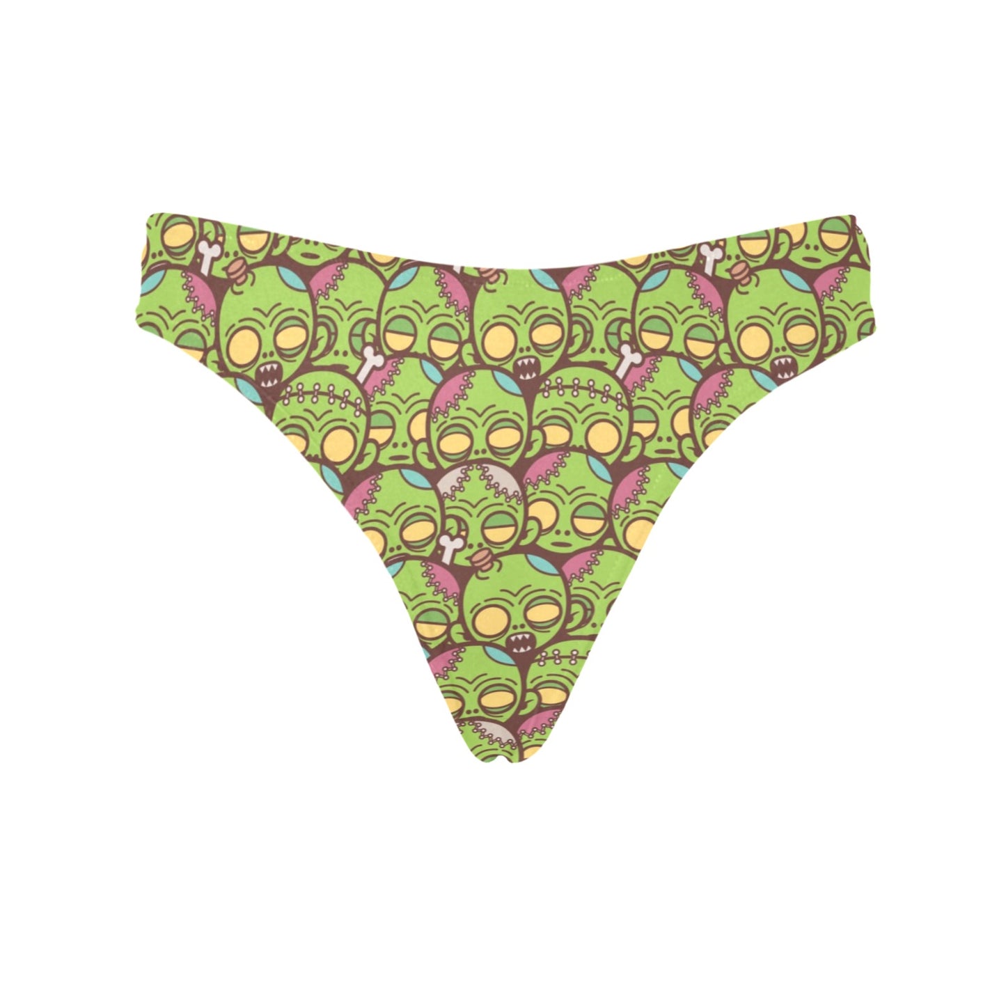 Zombie Head Design Pattern Print Women's Thongs