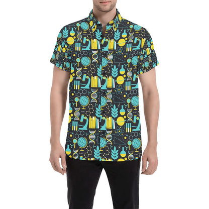 Science Print Design LKS301 Men Short Sleeve Button Up Shirt
