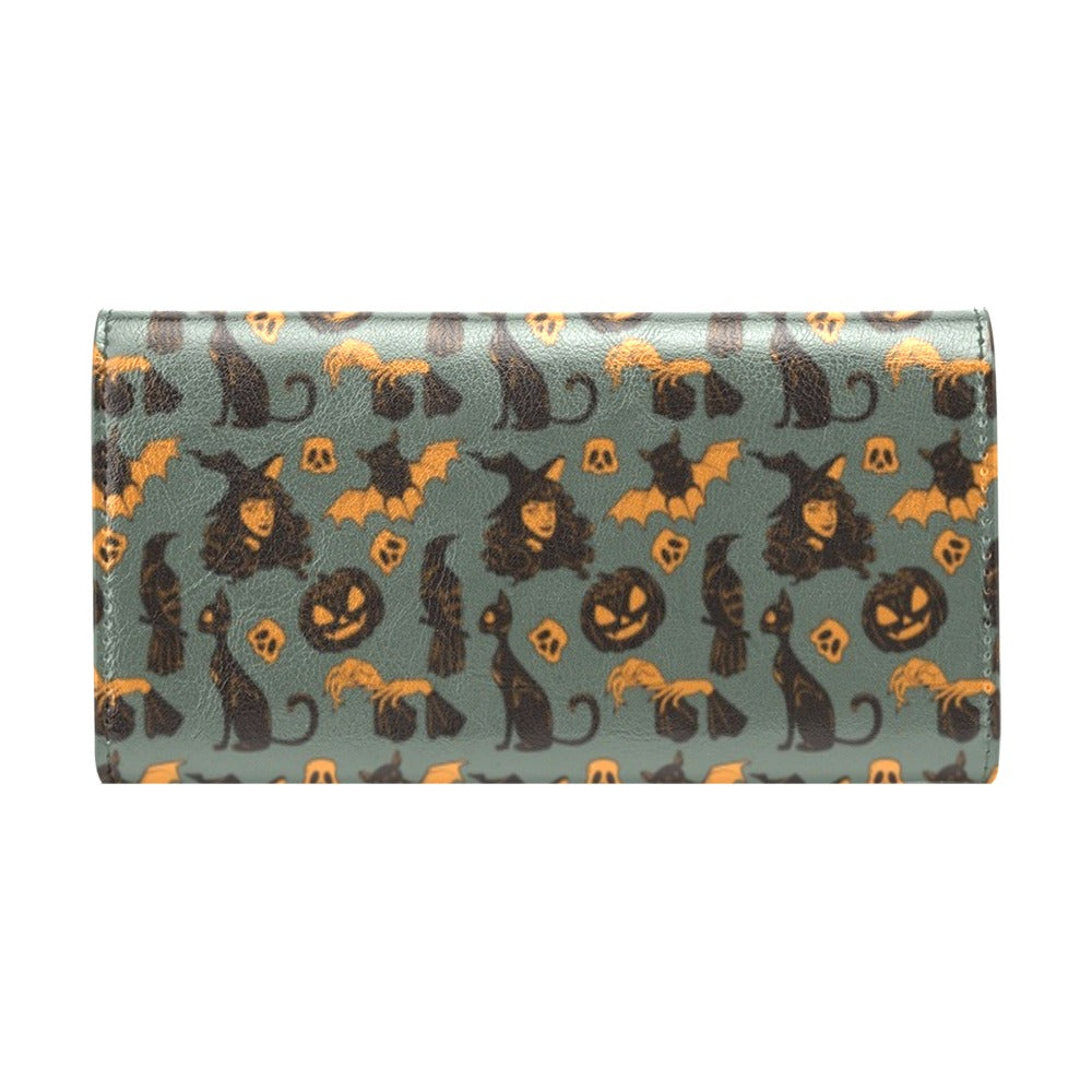 Witch Bat Halloween Print Design LKS305 Women's Trifold Wallet