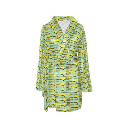 Trumpet Vintage Design Print Women's Fleece Robe