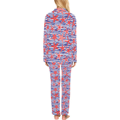 Starfish Print Design LKS401 Women's Long Pajama Set