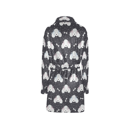 Poodle Pattern Print Design A03 Women's Fleece Robe
