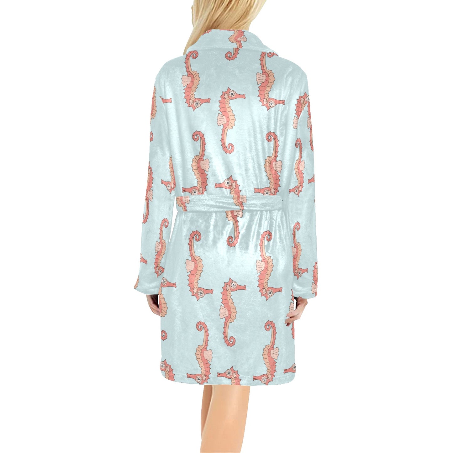 SeaHorse Pattern Print Design 01 Women's Fleece Robe