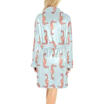 SeaHorse Pattern Print Design 01 Women's Fleece Robe