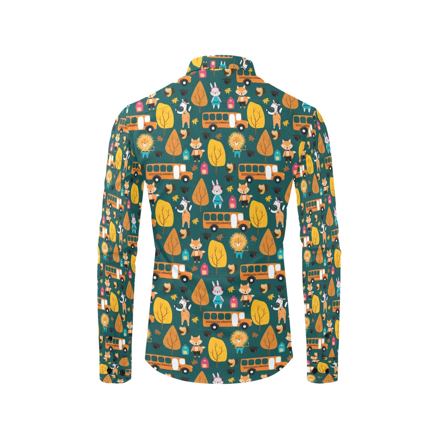 School Bus Print Design LKS309 Men's Long Sleeve Dress Shirt