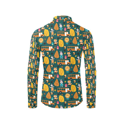 School Bus Print Design LKS309 Men's Long Sleeve Dress Shirt